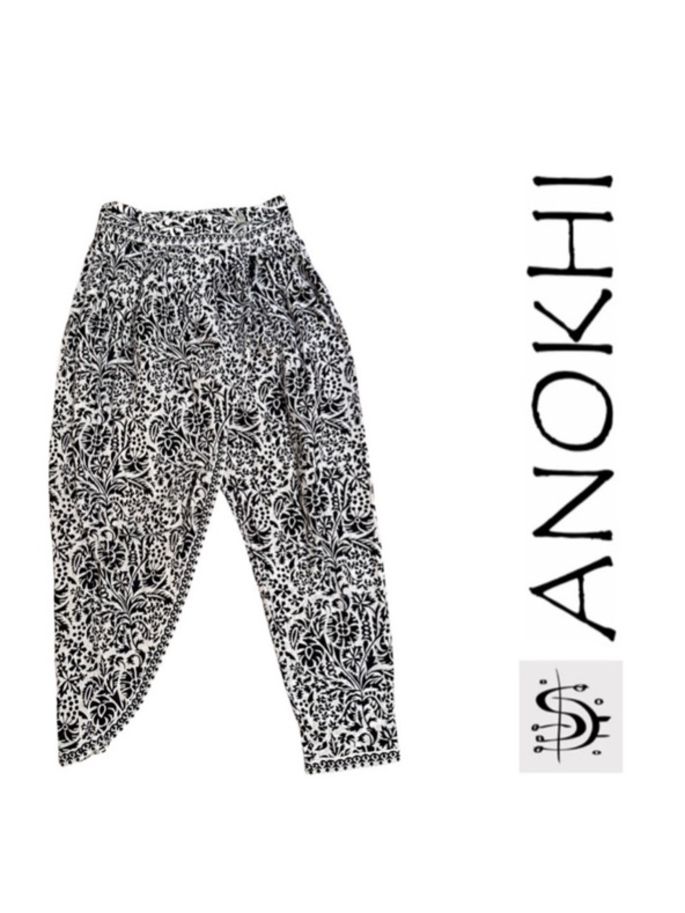 Anokhi Printed High-Rise Button Detail Dhoti Pants